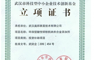 立項(xiàng)證書